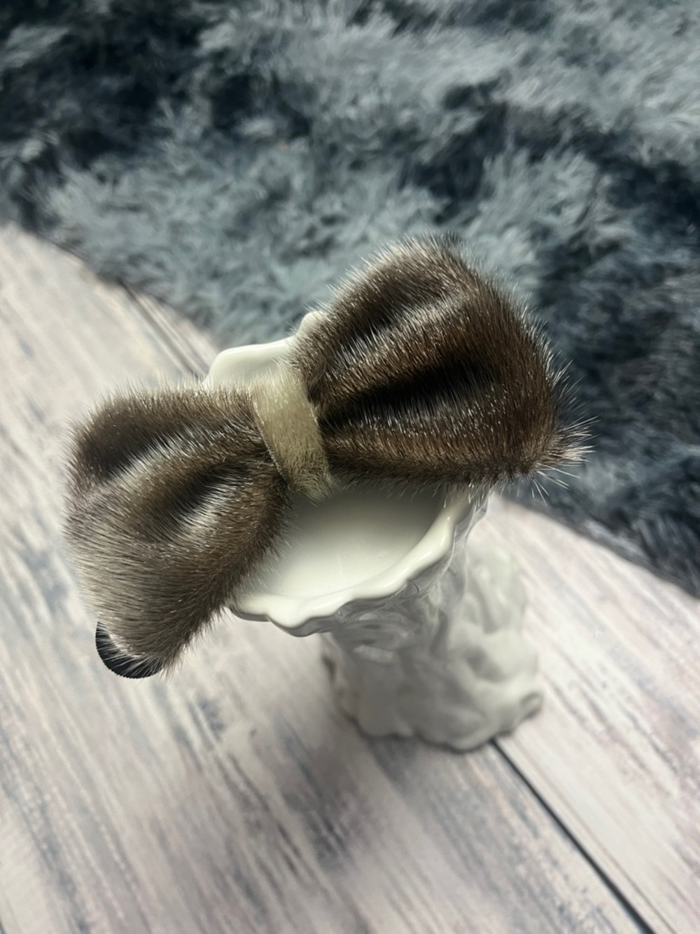 Brown Handmade Seal Fur Bow Tie